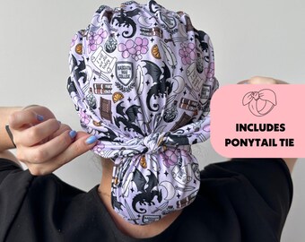 DuoStyle Scrub Hat - Fourth Wing Book - Women’s Soft Scrub Cap Ponytail