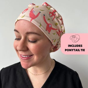 DuoStyle Scrub Hat - Monkeys - Women’s Soft Scrub Cap Ponytail