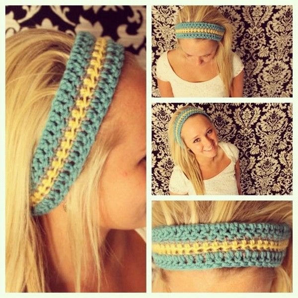 Crochet headband/dreadband/headwrap in Sunny Day colors