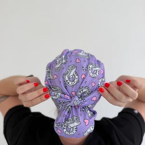 CloudCaps Scrub Cap - Cat Scan - Women’s Soft Scrub Cap Ponytail