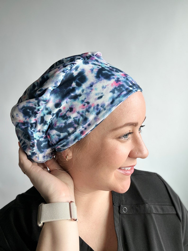 Hello Headband Scrub Hat Moody Tie Dye Womens Soft Scrub Cap image 2