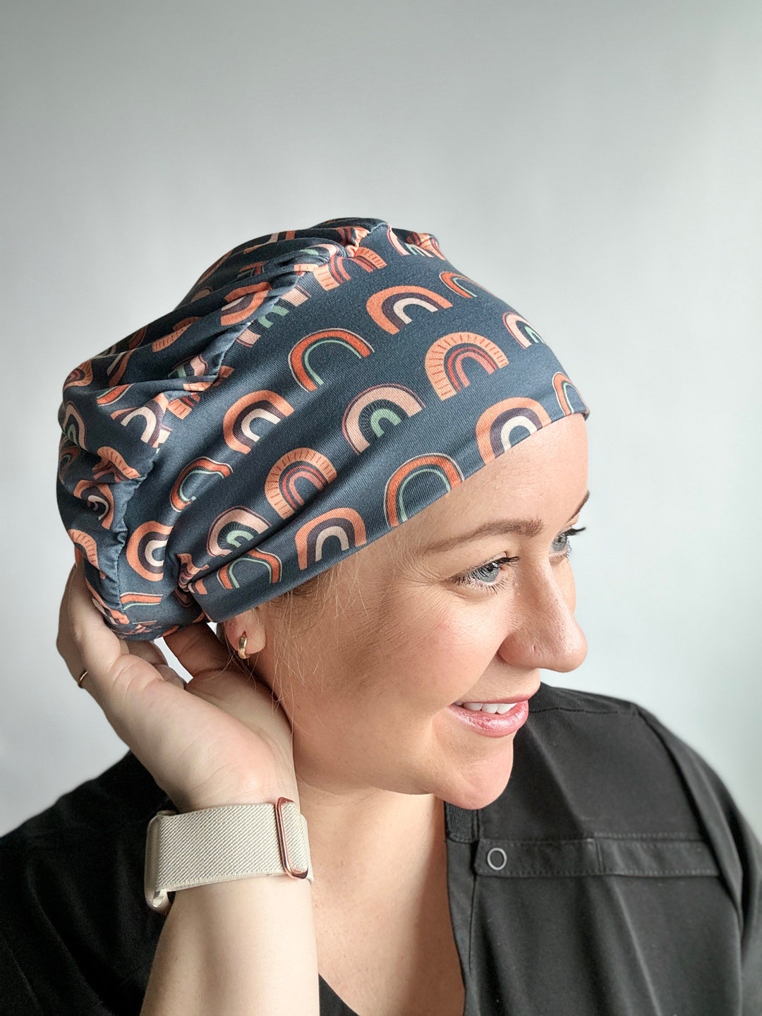 Hello Headband Scrub Hat Be A Rainbow Womens Soft Scrub Cap Etsy