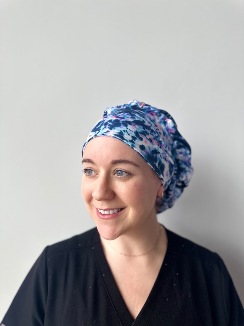 Hello Headband Scrub Hat Moody Tie Dye Womens Soft Scrub Cap image 5