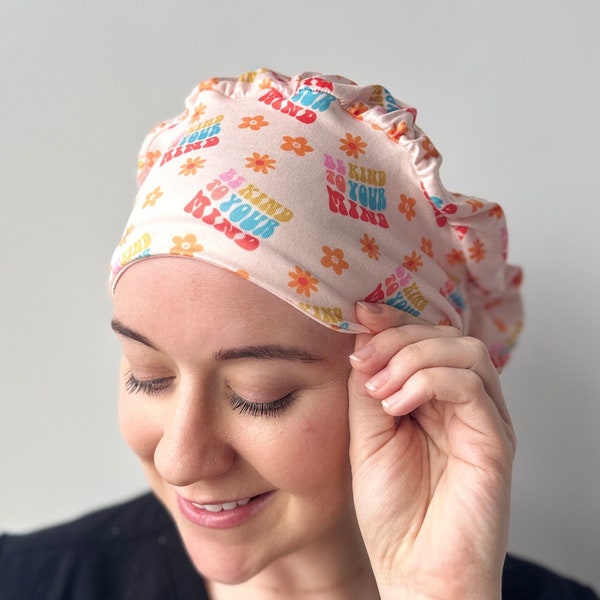 Chapéu de esfoliação Hello Headband - Seja gentil com sua mente Saúde mental - Boné de esfoliação macio para mulheres
