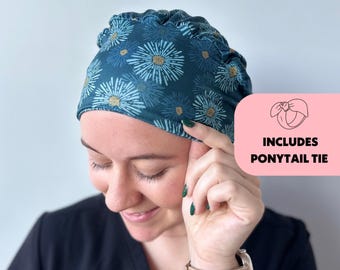 DuoStyle Peeling-Mütze - Teal Flower Burst - Weiche Peeling-Mütze für Damen