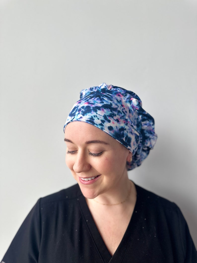 Hello Headband Scrub Hat Moody Tie Dye Womens Soft Scrub Cap image 6