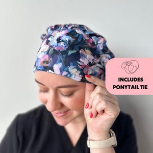 DuoStyle Scrub Hat - Watercolor Floral - Women’s Soft Scrub Cap