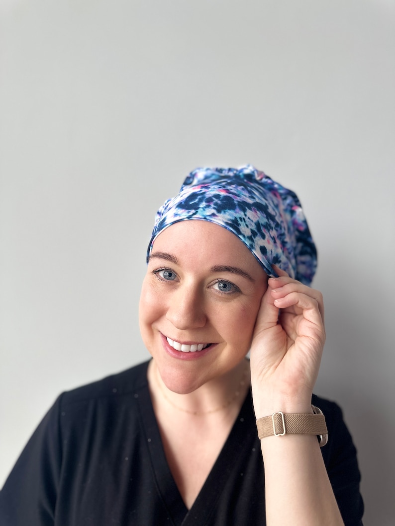 Hello Headband Scrub Hat Moody Tie Dye Womens Soft Scrub Cap image 3