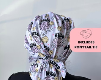 DuoStyle Scrub Hat - Neuro - Women’s Soft Scrub Cap Ponytail