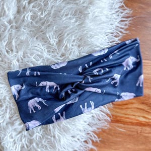 Hello Headband - Twistband - Elephants - Stretchy Soft Women’s Headband