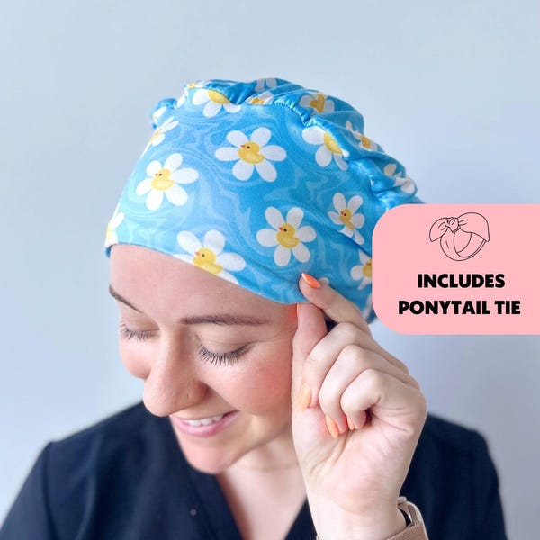 Boné de limpeza DuoStyle - Margaridas de pato de borracha - Boné de limpeza macio para mulheres