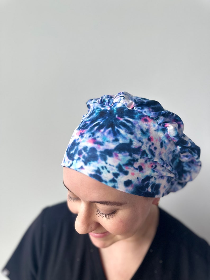 Hello Headband Scrub Hat Moody Tie Dye Womens Soft Scrub Cap image 4