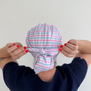 CloudCaps Scrub Cap - Baby Stripe - Women’s Soft Scrub Cap Ponytail