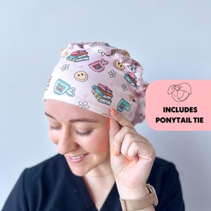 DuoStyle Scrub Hat - Book Club - Women’s Soft Scrub Cap
