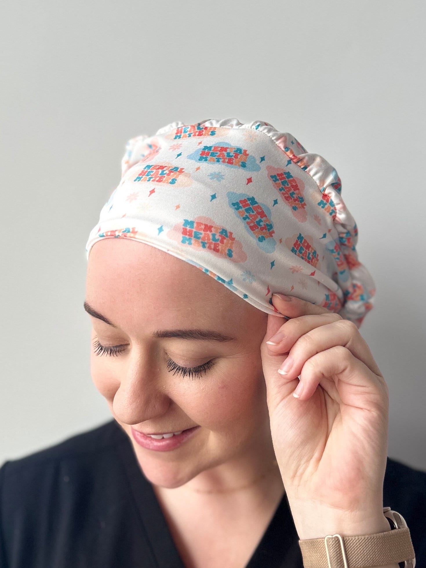 Bonnet de récurage bandeau Hello - Mental Health Matters - Casquette de récurage douce pour femmes