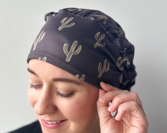 Hello Headband Scrub Hat - Cactus - Women’s Soft Scrub Cap