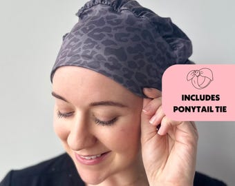 DuoStyle Scrub Cap - Onyx Leopard - Weiche Damen Scrub Kappe