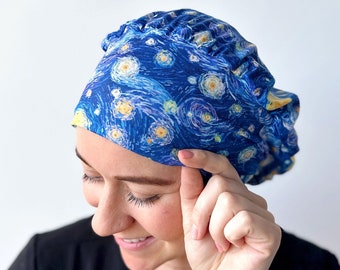 Hello Headband Scrub Hat - Starry Night - Women’s Soft Scrub Cap