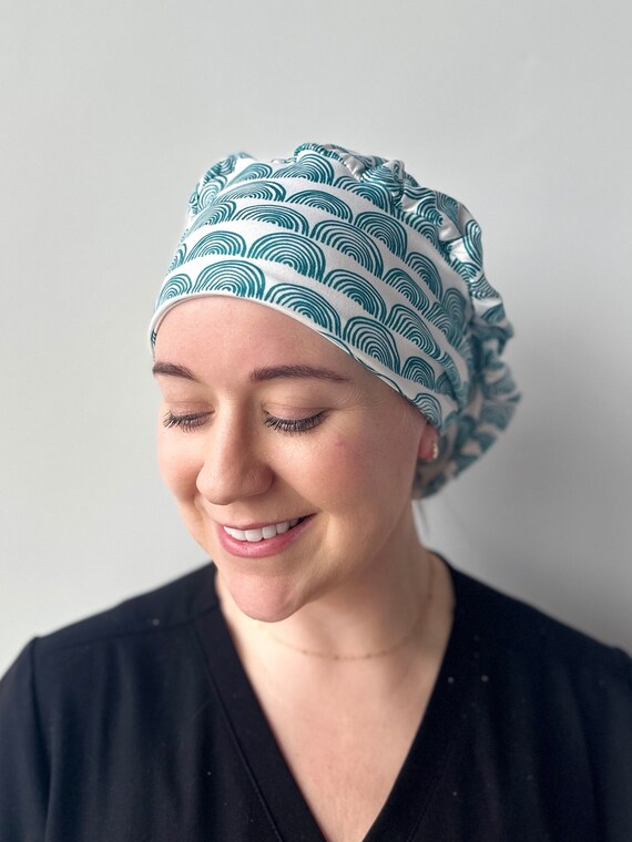 Hello Headband Scrub Hat Teal Rainbows Womens Soft Scrub Cap Etsy Ireland
