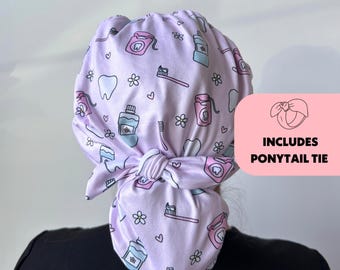 DuoStyle Scrub Hat - Dental - Women’s Soft Scrub Cap Ponytail
