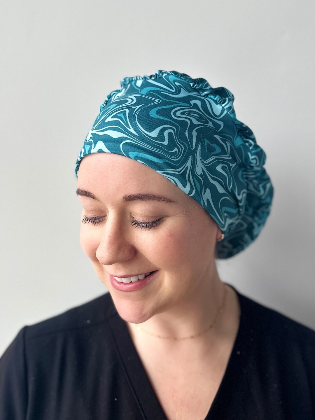 Hello Headband Scrub Hat Blue Swirl Womens Soft Scrub Cap Etsy