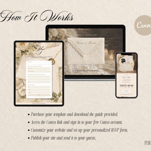 Save The Date Website Template, Ivory Old Money Wedding Website Canva, RSVP, Digital Wedding Invite 画像 6