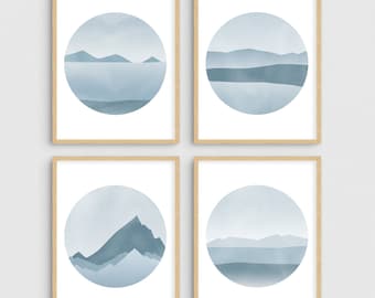 Set of 4 Prints, Gray Wall Art, Abstract Gallery Wall Art Set, Minimalist Art Prints, Unframed