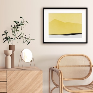 Mustard Yellow Mountain Art Print: Minimalist Abstract Landscape