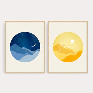 Moon and Stars Nursery Wall Art Print, Gender Neutral Nursery Decor, Celestial Baby Shower Gift, Kids Room Decor image 7