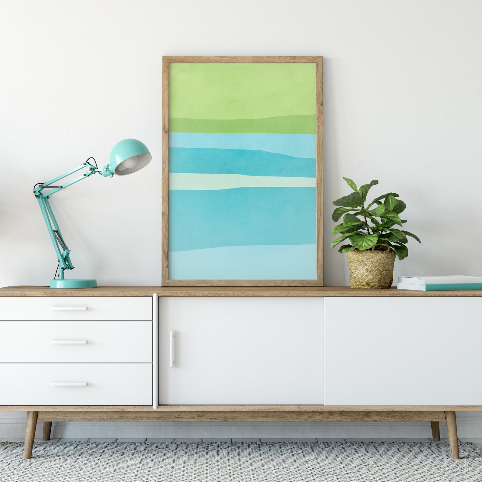 Abstract Wall Art Print Teal Decor Minimalist Art Beach | Etsy