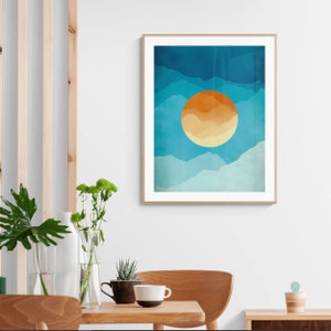 Mid Century Art Print, Modern Wall Art, Abstract Mountains Art, Large Wall Art Print, Mid Century Modern, Minimalist Art, Modern Print image 2