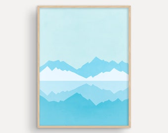 Blauer Berg Wand kunstdruck, Kunstdrucke, Natur Druck, Landschaft Druck, Poster, Home Wall Dekor, Berg Druck, große Wandkunst