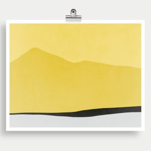 Yellow Wall Art, Horizontal Print, Minimalist Art Print, Large Wall Art, Abstract Landscape Print, Mountain Print, Vibrant Wall Art image 5