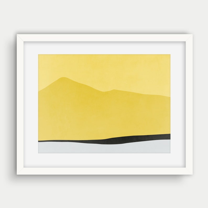 Yellow Wall Art, Horizontal Print, Minimalist Art Print, Large Wall Art, Abstract Landscape Print, Mountain Print, Vibrant Wall Art image 4
