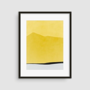 Mustard Yellow Mountain Print: Abstract Landscape Wall Art