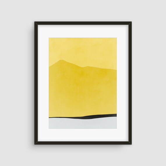 Yellow and Grey Wall Art Print Abstract Art Prints Mustard Etsy