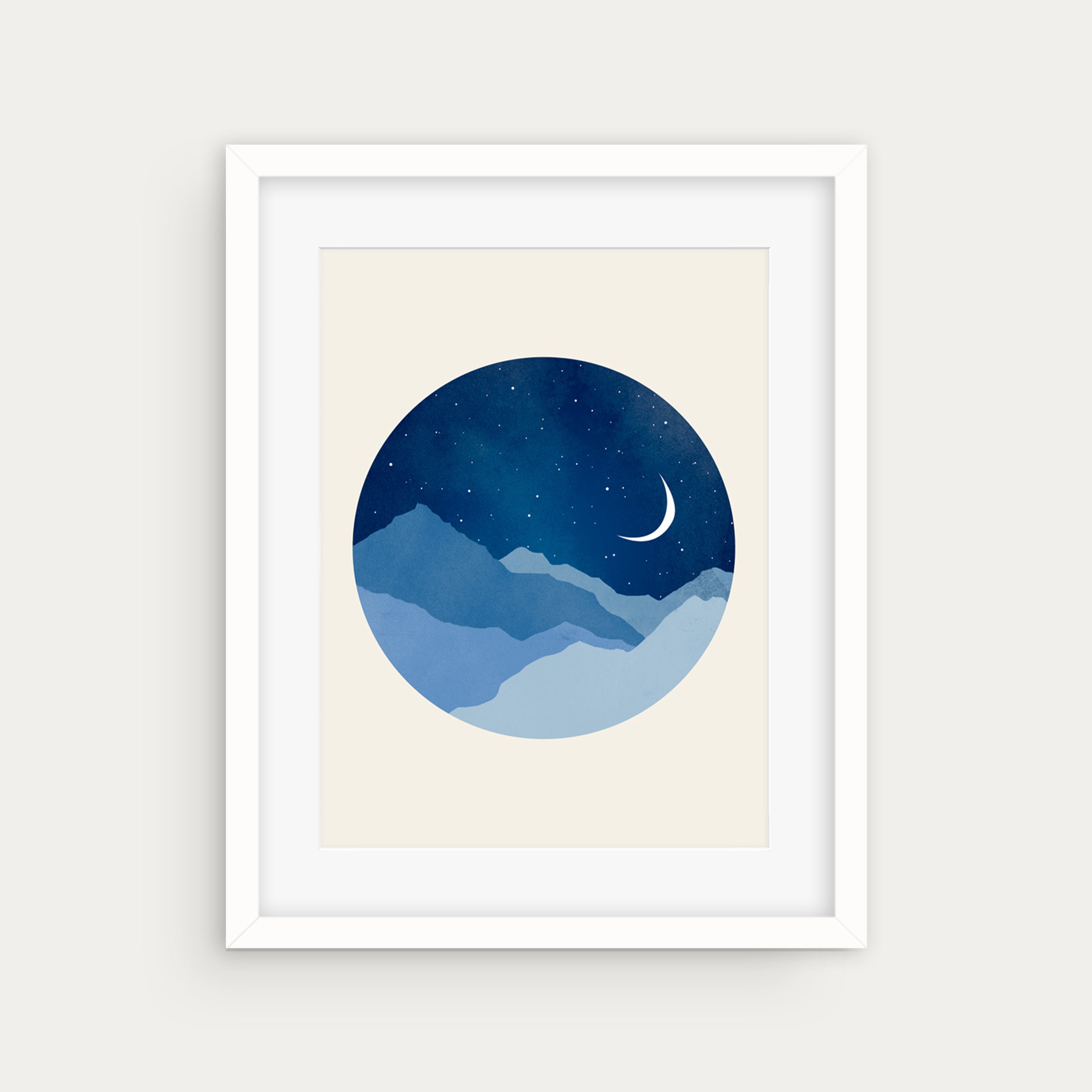 Moon and Stars Nursery Wall Art Print Gender Neutral Nursery Etsy