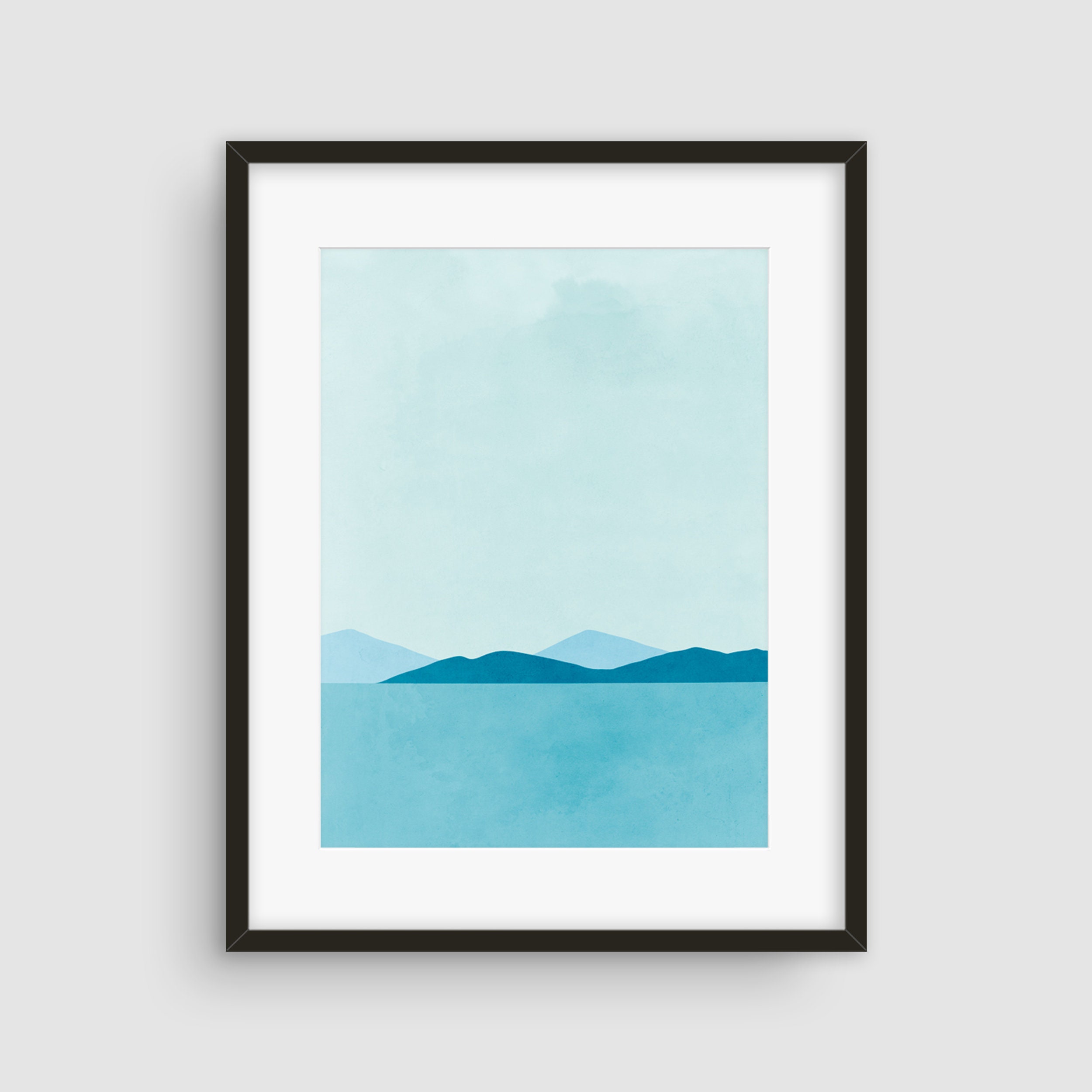 Ocean Print Teal Wall Art Beach Wall Decor Blue Abstract Etsy