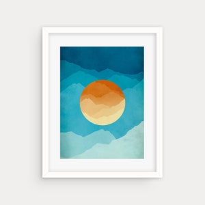 Mid Century Art Print, Modern Wall Art, Abstract Mountains Art, Large Wall Art Print, Mid Century Modern, Minimalist Art, Modern Print