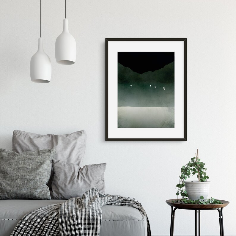 Black And White Print Home Decor Wall Art Abstract Scandinavian Minimalist Grey