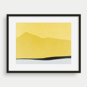 Yellow Wall Art, Horizontal Print, Minimalist Art Print, Large Wall Art, Abstract Landscape Print, Mountain Print, Vibrant Wall Art image 2