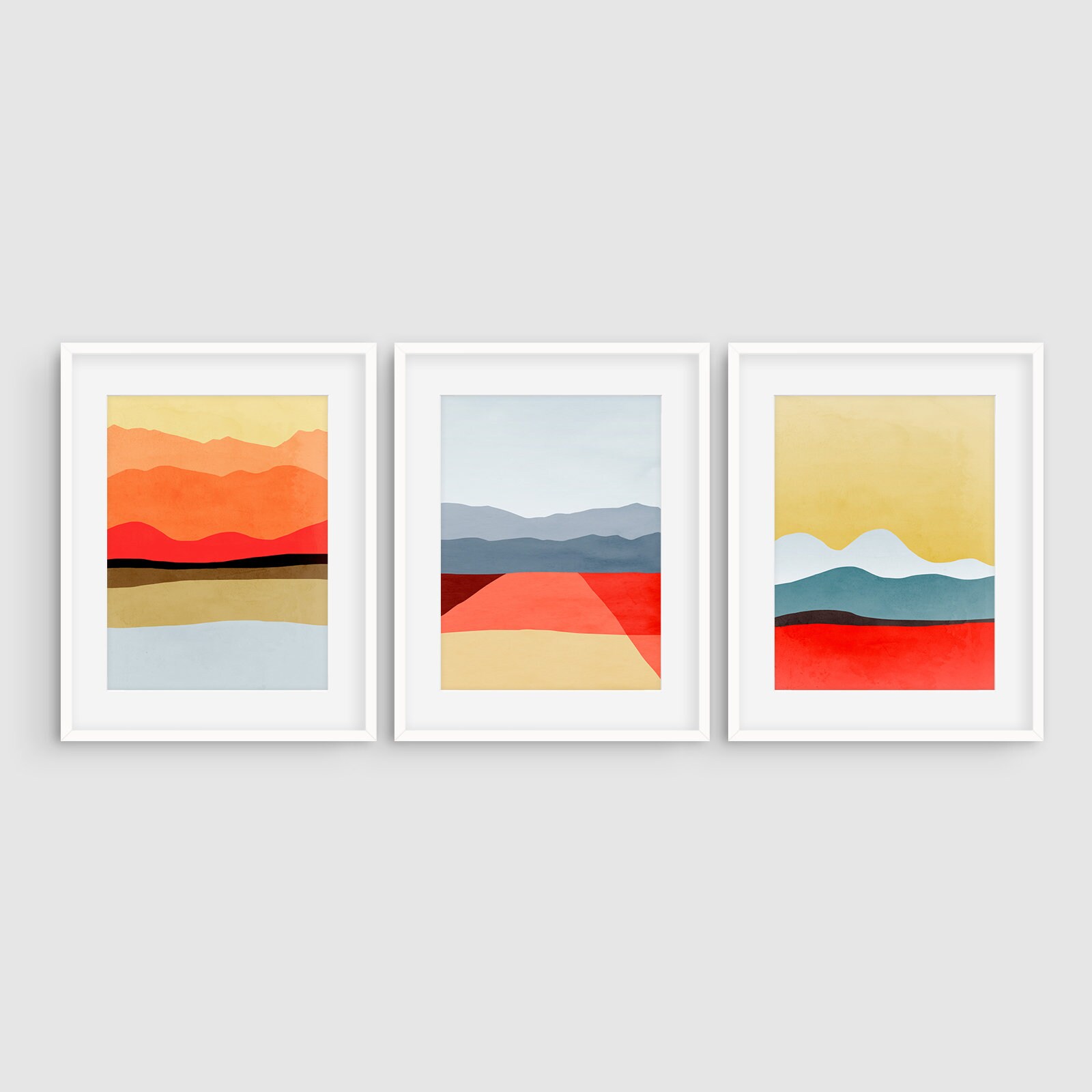 Mid Century Modern Art Abstract Art Set of 3 Prints Wall ...