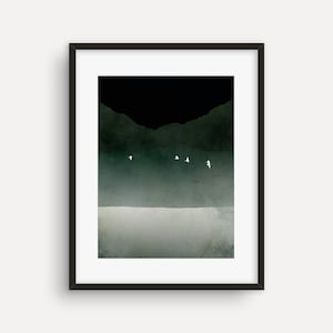 Abstract Landscape Art Print: Scandinavian Minimalist Decor Blac and Gray