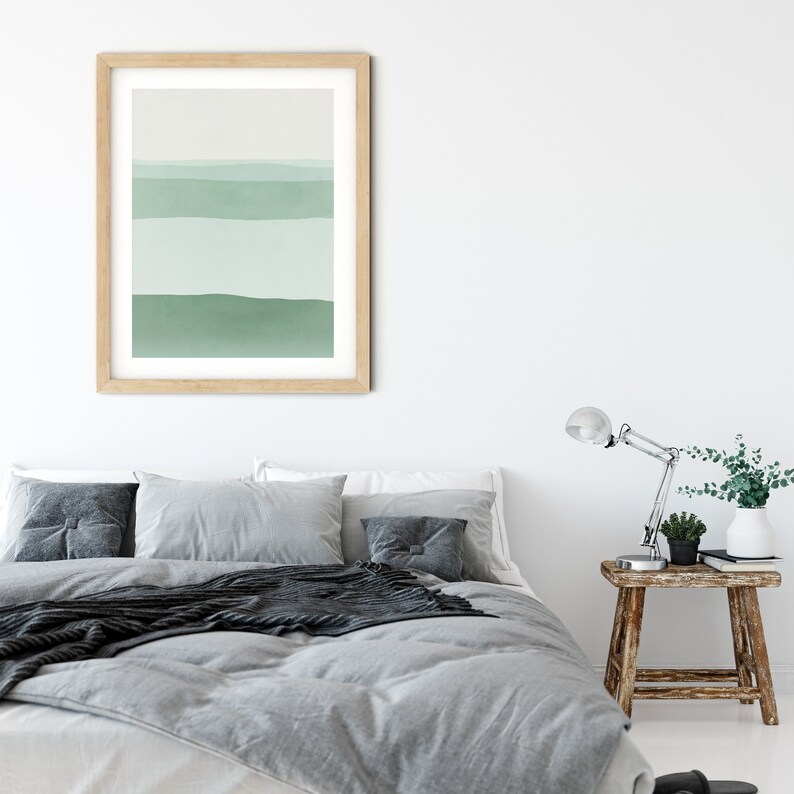 Abstract Art Print, Scandinavian Print, Modern Wall Art, Wall Art Print Bedroom, Sage Green, Large Wall Art, Minimalist Art image 2