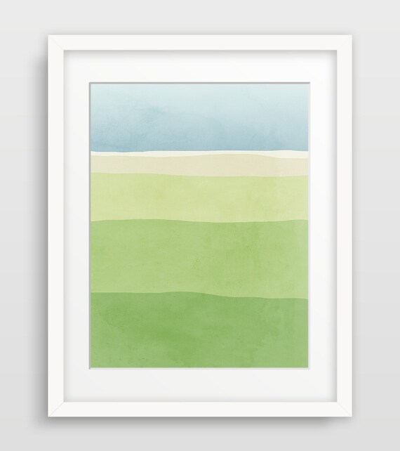 Abstract Watercolor Print Green Wall Art Print Bedroom Wall Etsy