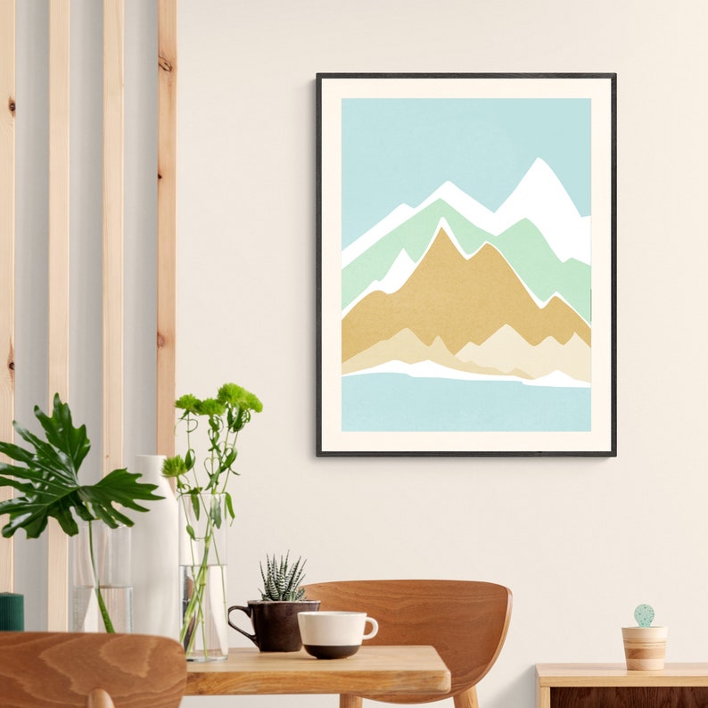 Mountains Abstract Wall Art, Winter Print, Wall Decor for Living Room or Bedroom image 4