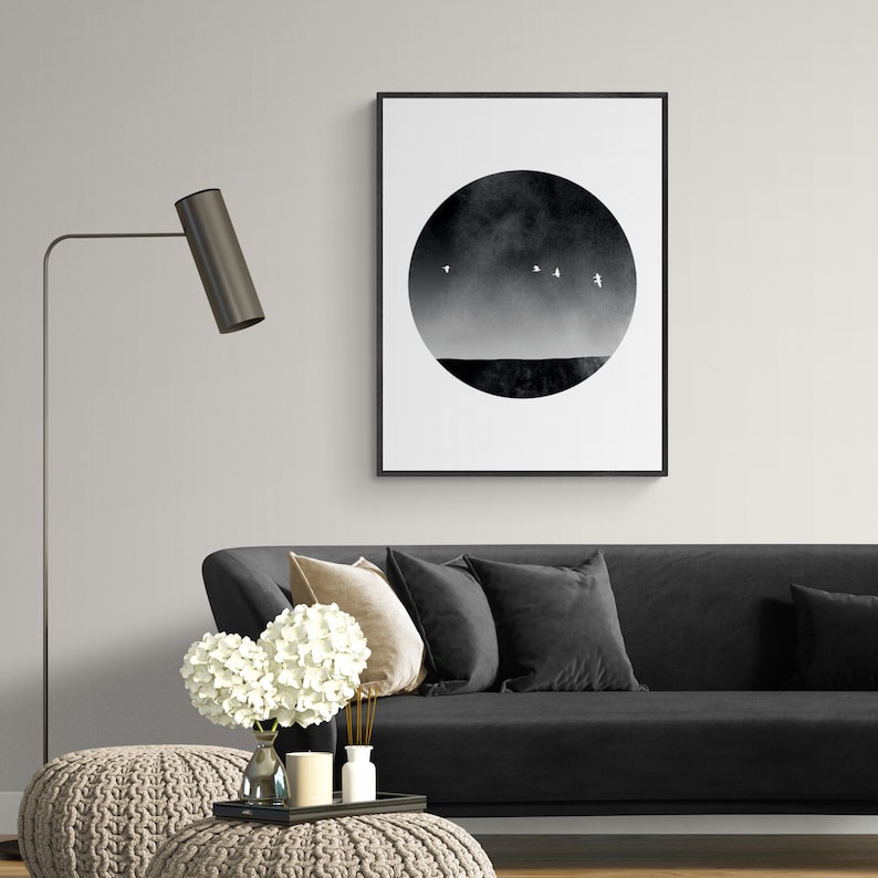 Minimalist Art Print Black and White Wall Art Living Room Etsy