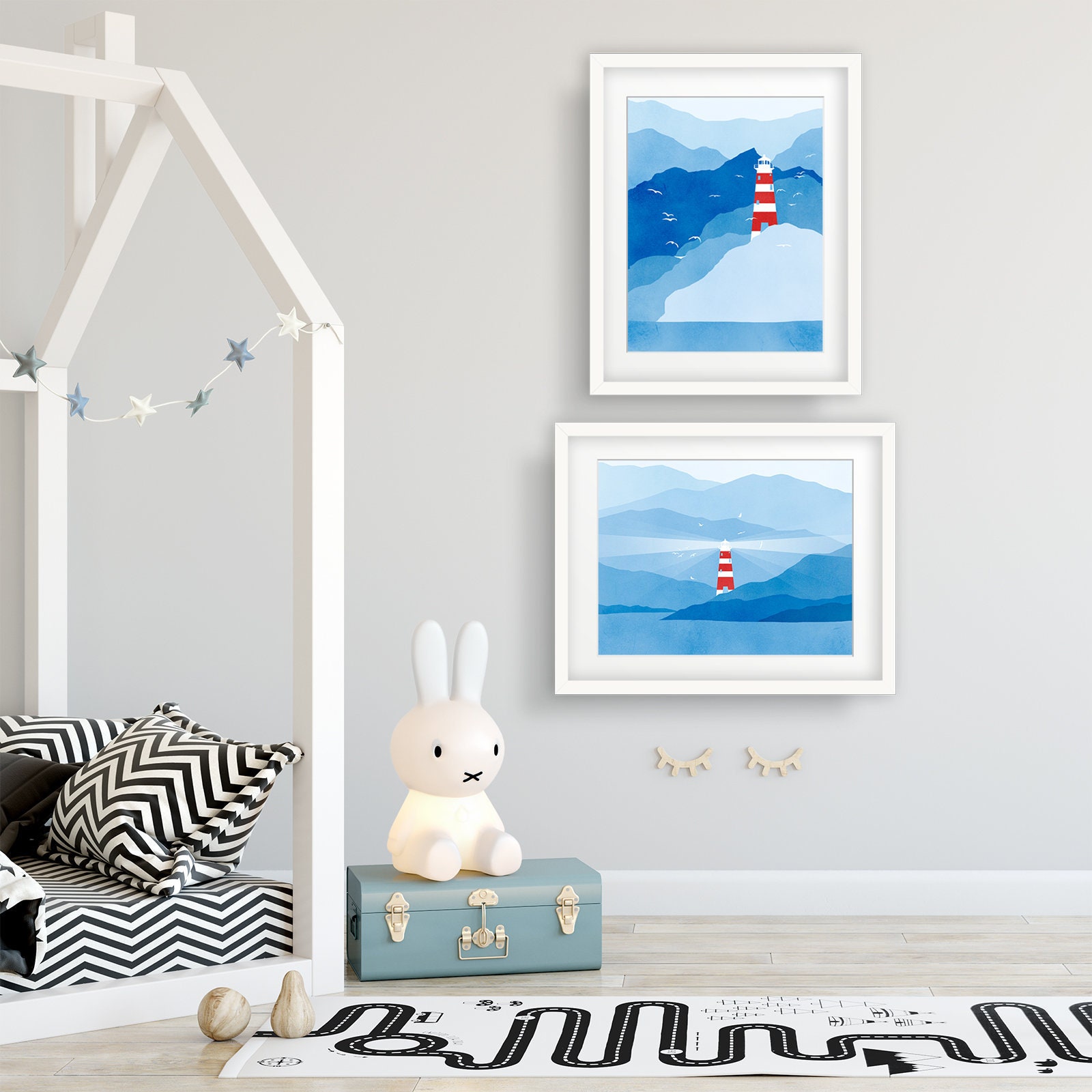 Nautical Nursery Decor Navy Blue Wall Art Set of 2 Prints | Etsy