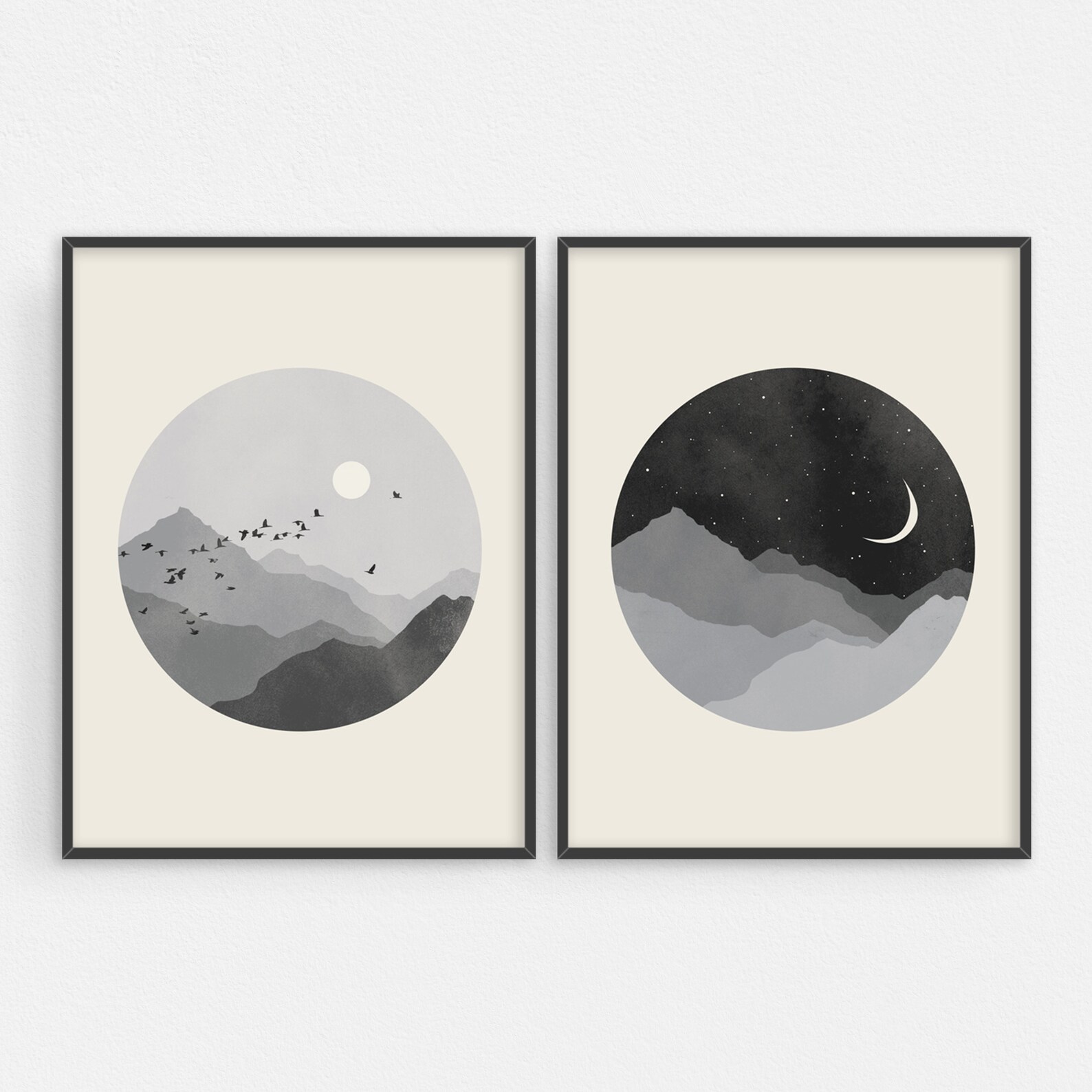 Black and White Wall Art Set of 2 Prints Bedroom Wall Decor Etsy