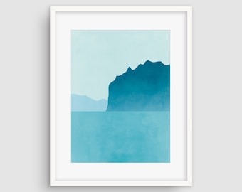 Slaapkamer Print, Teal Wall Art Print, Beach Decor, Badkamer Print, Modern Art Print, Minimalistische Poster, Ocean Art, Seascape Schilderij